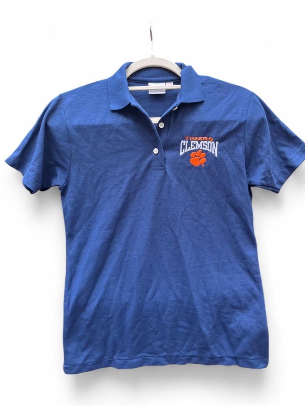 Vintage Career Club Clemson Tigers Blue Women’s  Polo Shirt Size Medium